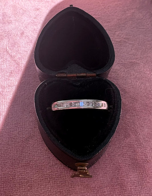Gorgeous Modern Platinum Square-Cut Diamond Half Eternity Ring
