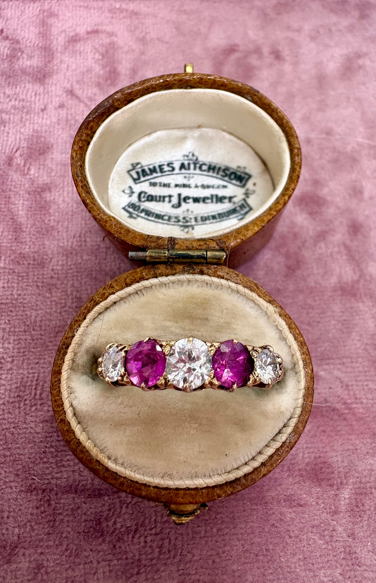 Absolutely Stunning Victorian 18ct Gold, Pink Sapphire and Diamond Ring