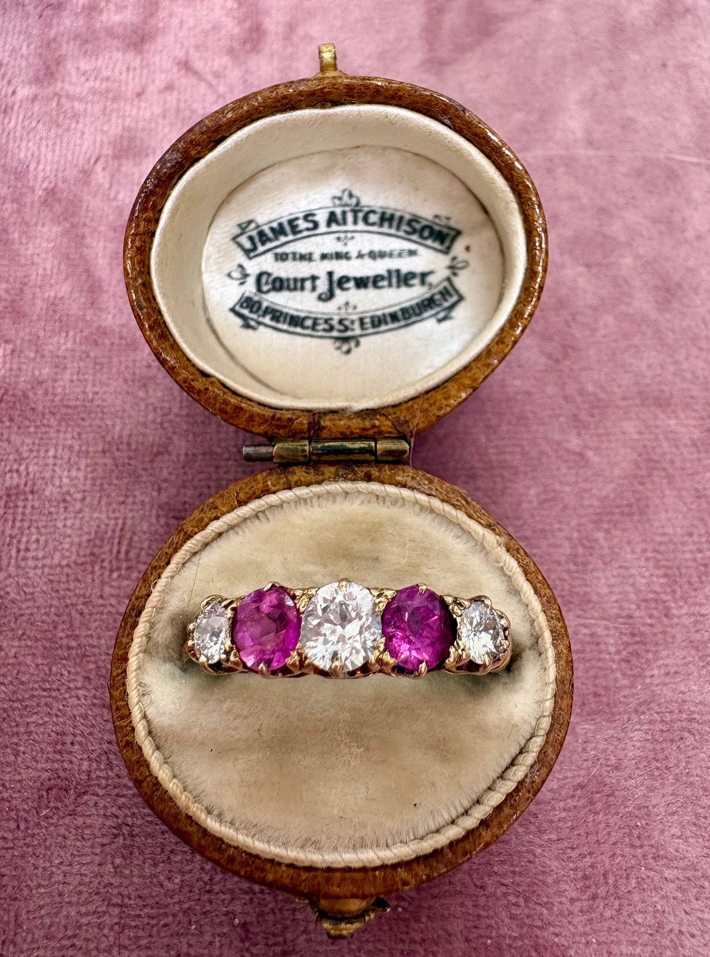 Absolutely Stunning Victorian 18ct Gold, Pink Sapphire and Diamond Ring