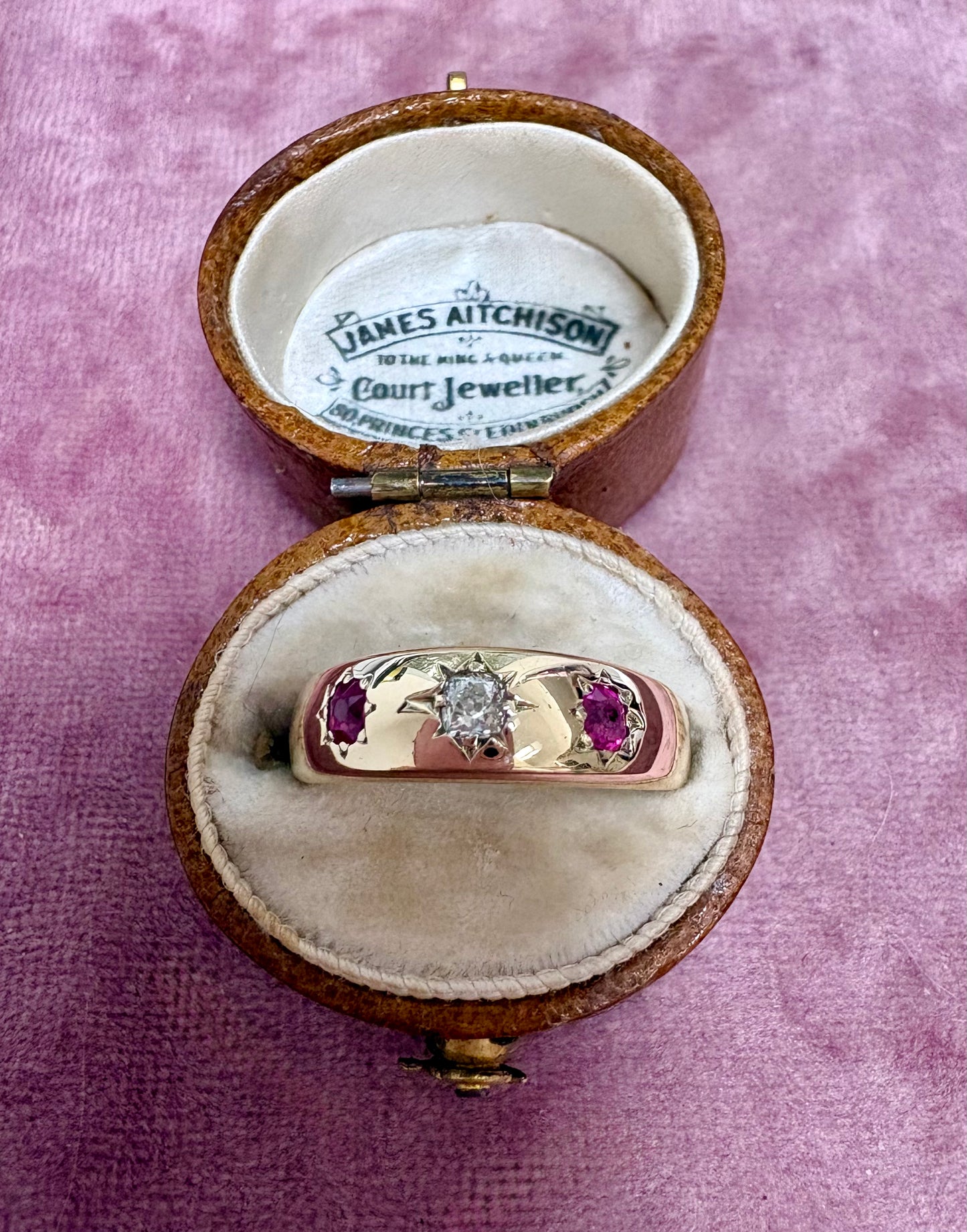 Stunning Victorian 15ct Gold Ruby and Diamond Starburst Gypsy Ring