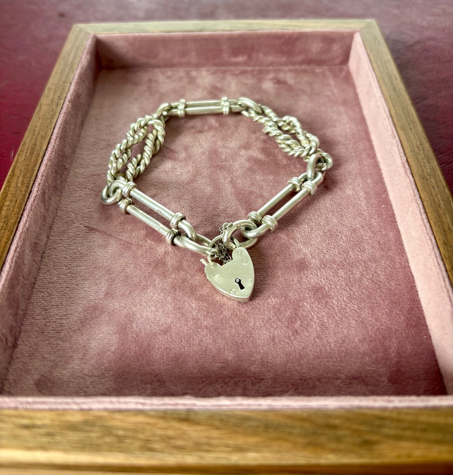Wonderful Late 19th Century Silver Bracelet with Heart Clasp