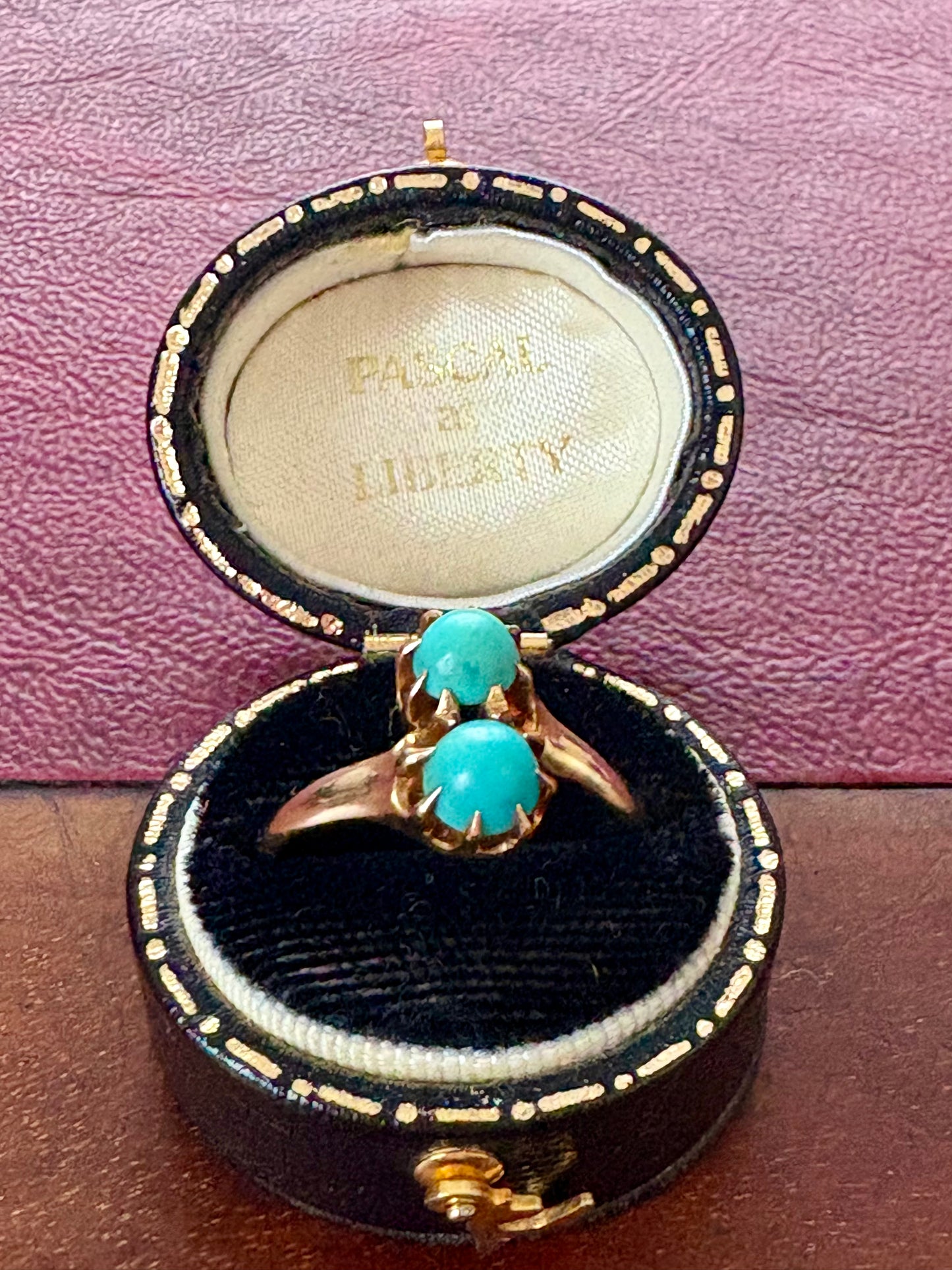 Turquoise Two-Stone Ring Made in 14K Gold