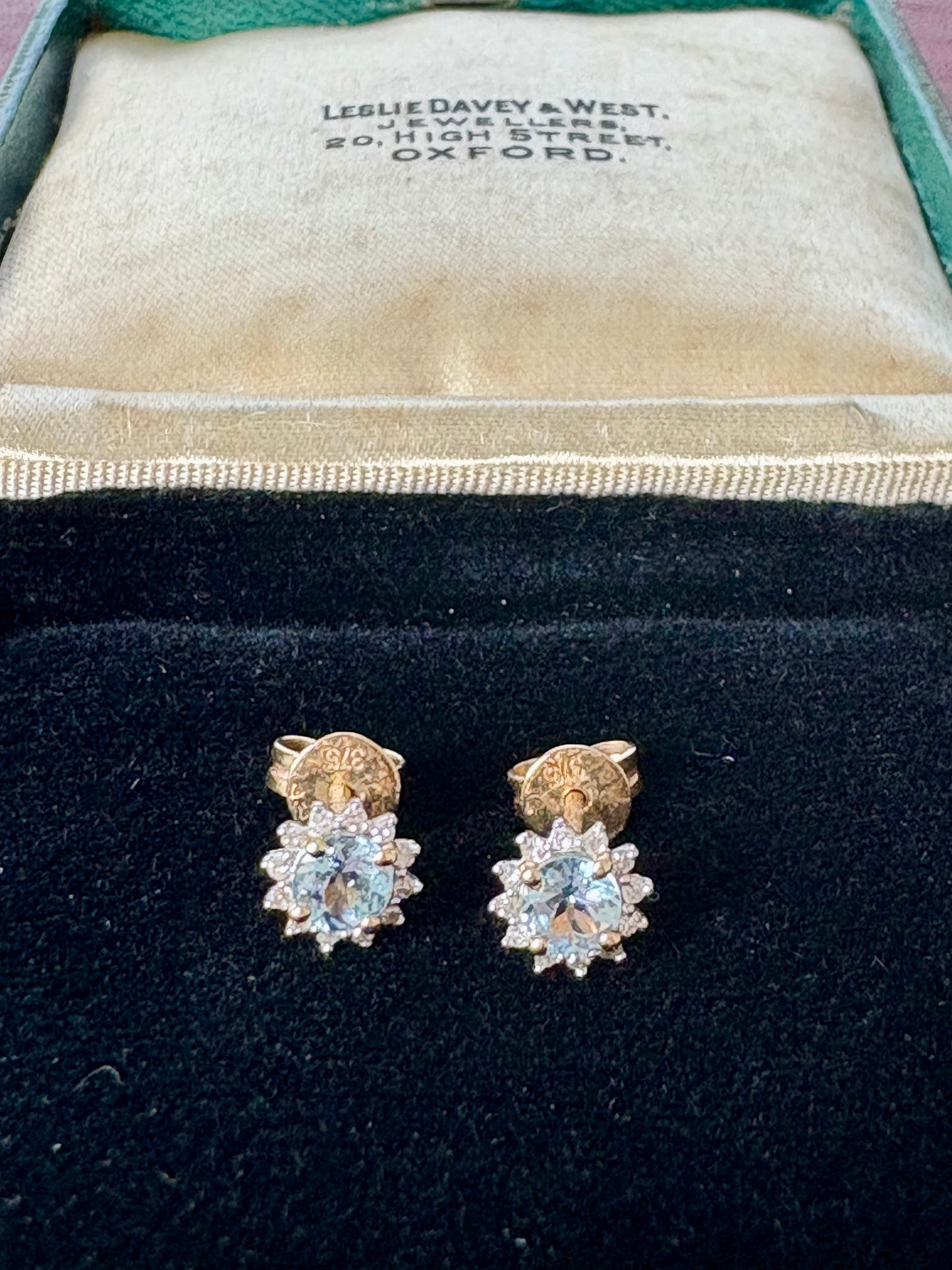 The prettiest Vintage 9ct Gold, Aquamarine and Diamond Earrings