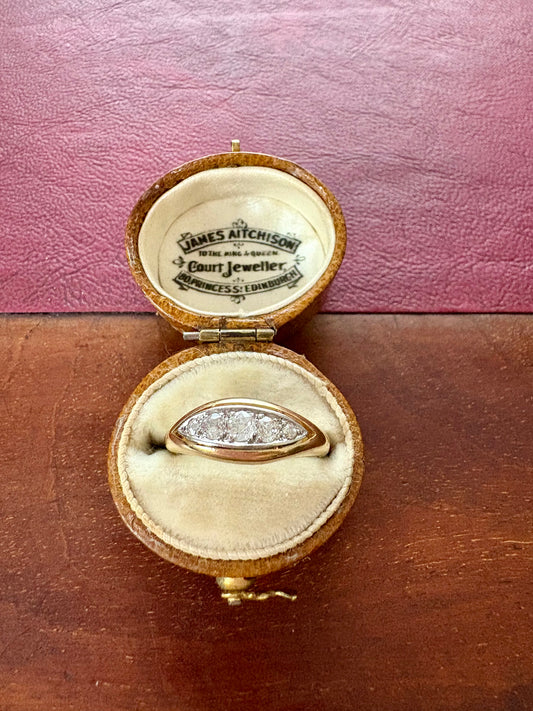 Wonderful Early 20th Century 18ct Gold and Old-Cut Diamond five Stone Ring