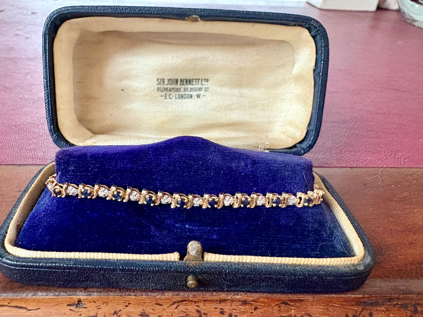 Gorgeous Vintage 9ct Gold, Sapphire and Diamond Line Bracelet