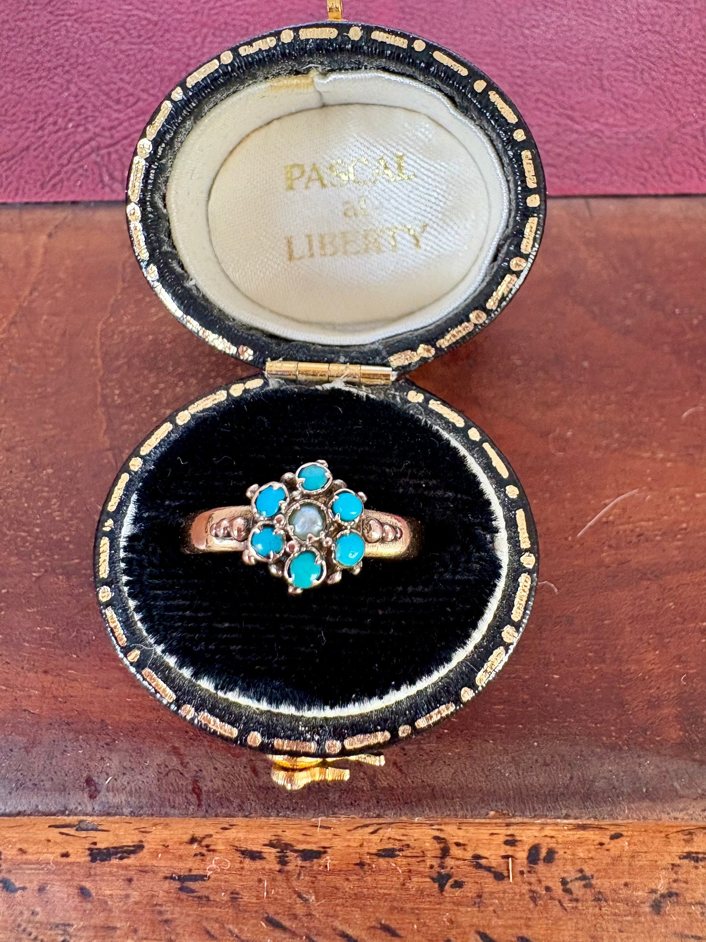 Lovely Victorian Turquoise and Split Pearl Ring