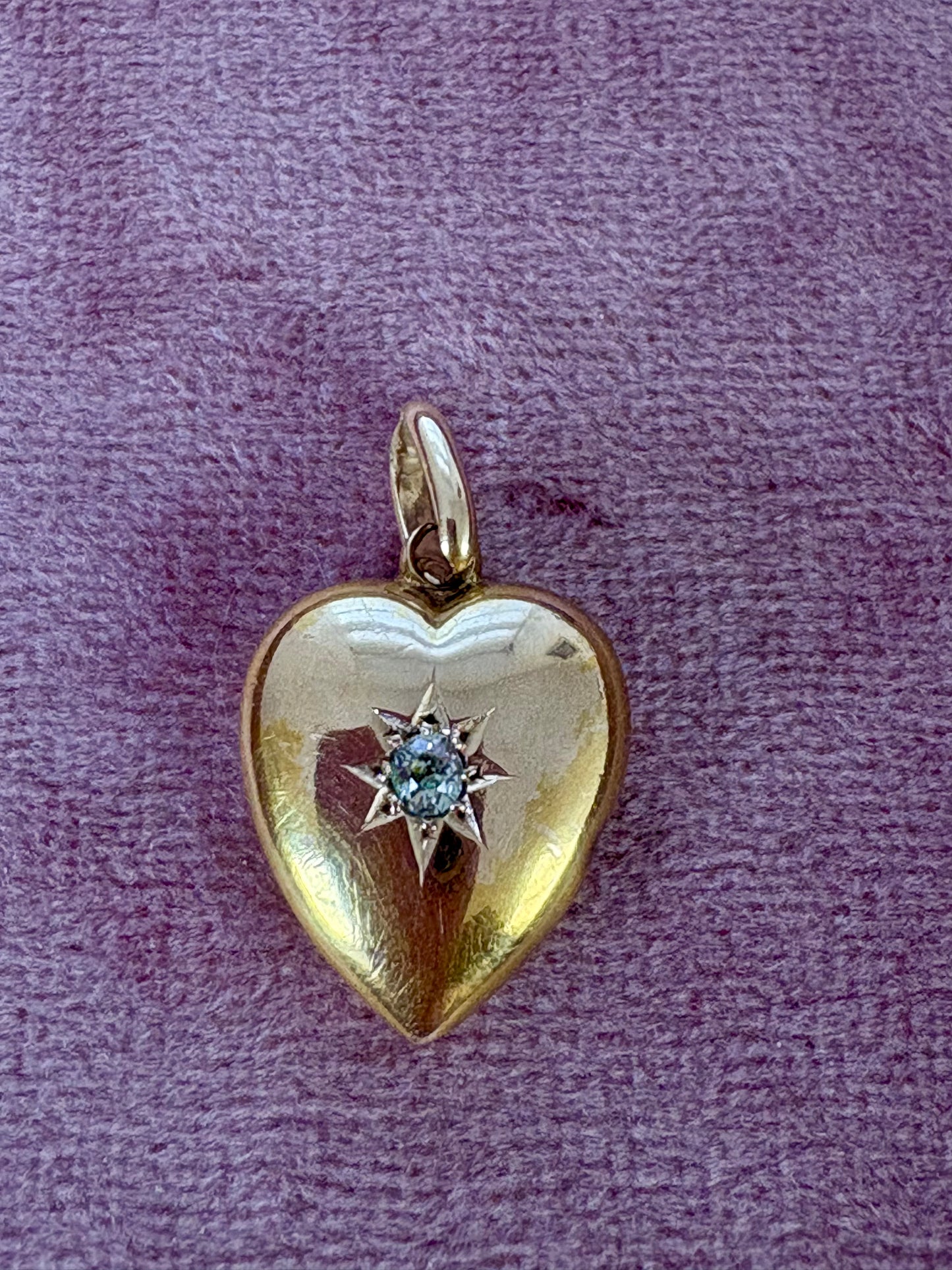 Beautiful Victorian 15ct Gold Diamond Heart Pendant/Charm
