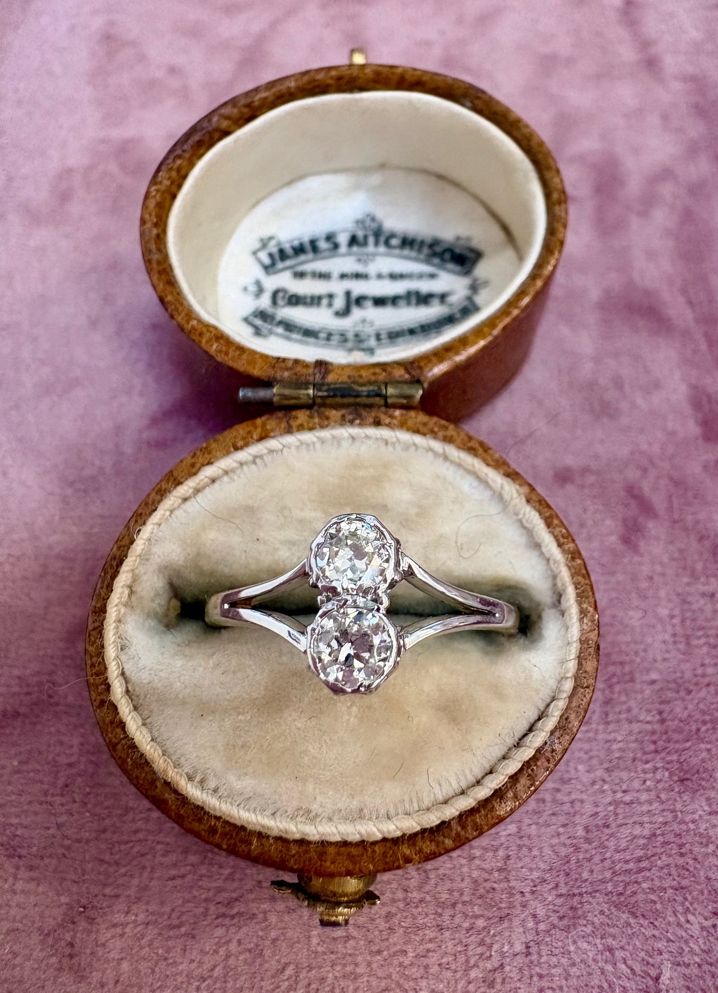 Stunning 18ct Gold, Platinum and Diamond Two Stone Ring