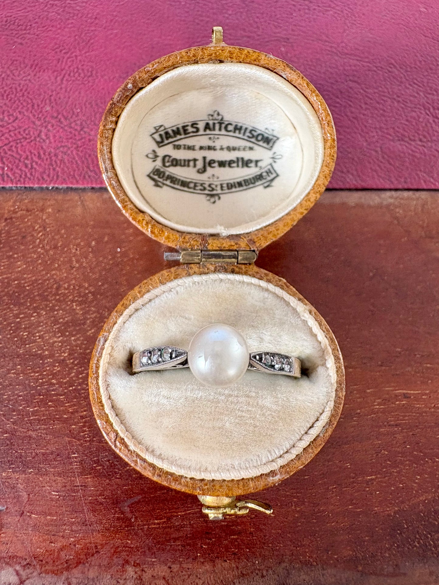 Gorgeous Antique Pearl, Diamond Ring Made in Silver and Gold