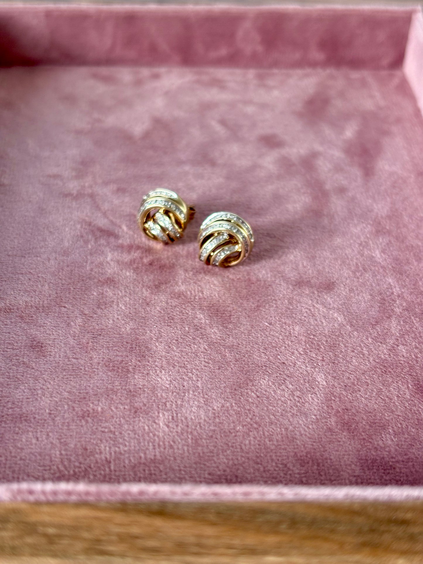 Classic Vintage 9ct Gold Diamond Cluster Earrings
