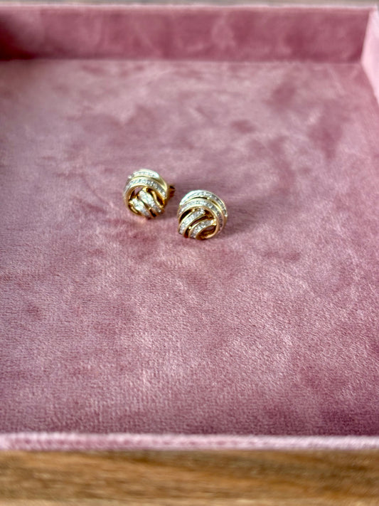 Classic Vintage 9ct Gold Diamond Cluster Earrings