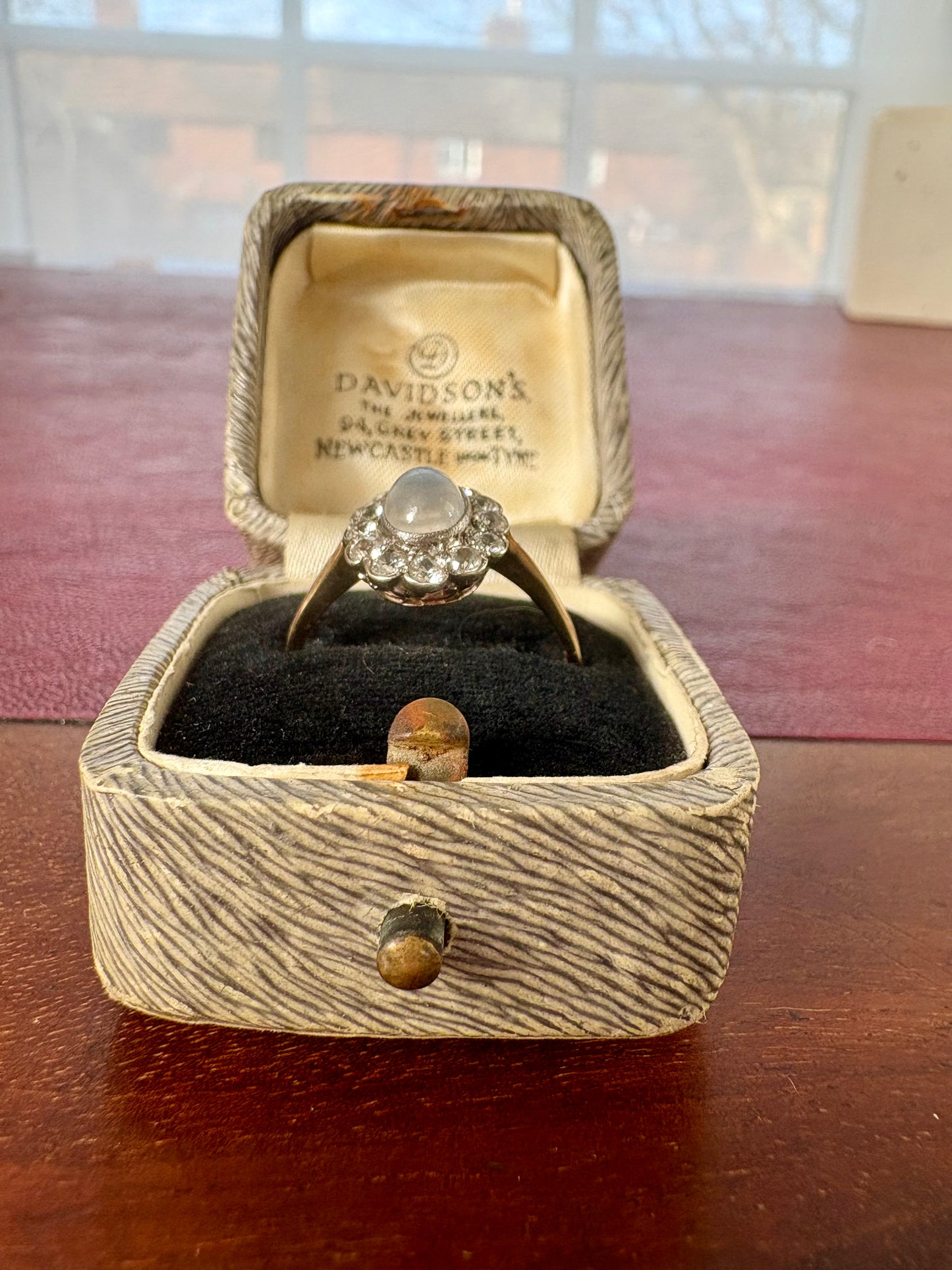 Wonderful 9ct Gold Moonstone and Diamond Halo Ring