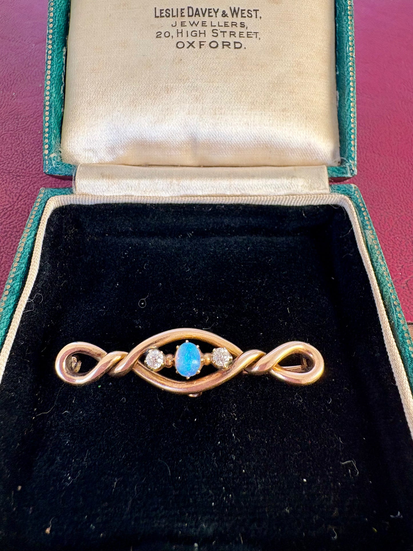 Beautiful Antique 15ct Gold, Water Opal and Diamond Brooch