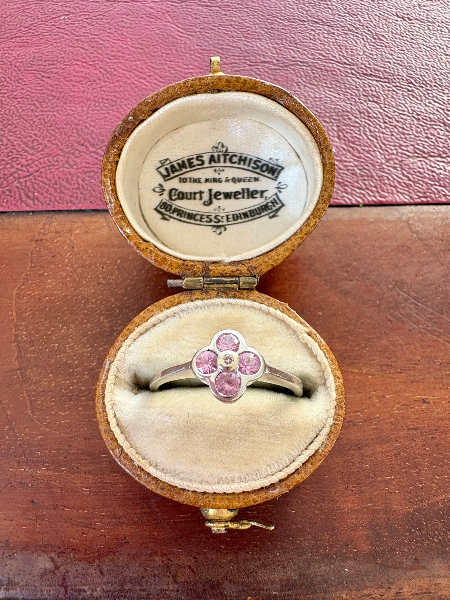 Very Sweet 9ct White Gold, Pink Sapphire and Diamond Ring