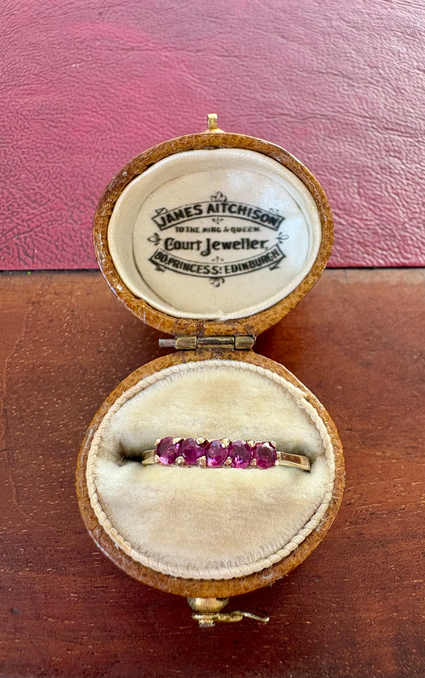 Gorgeous Vintage 9ct Gold Ruby Five Stone Ring