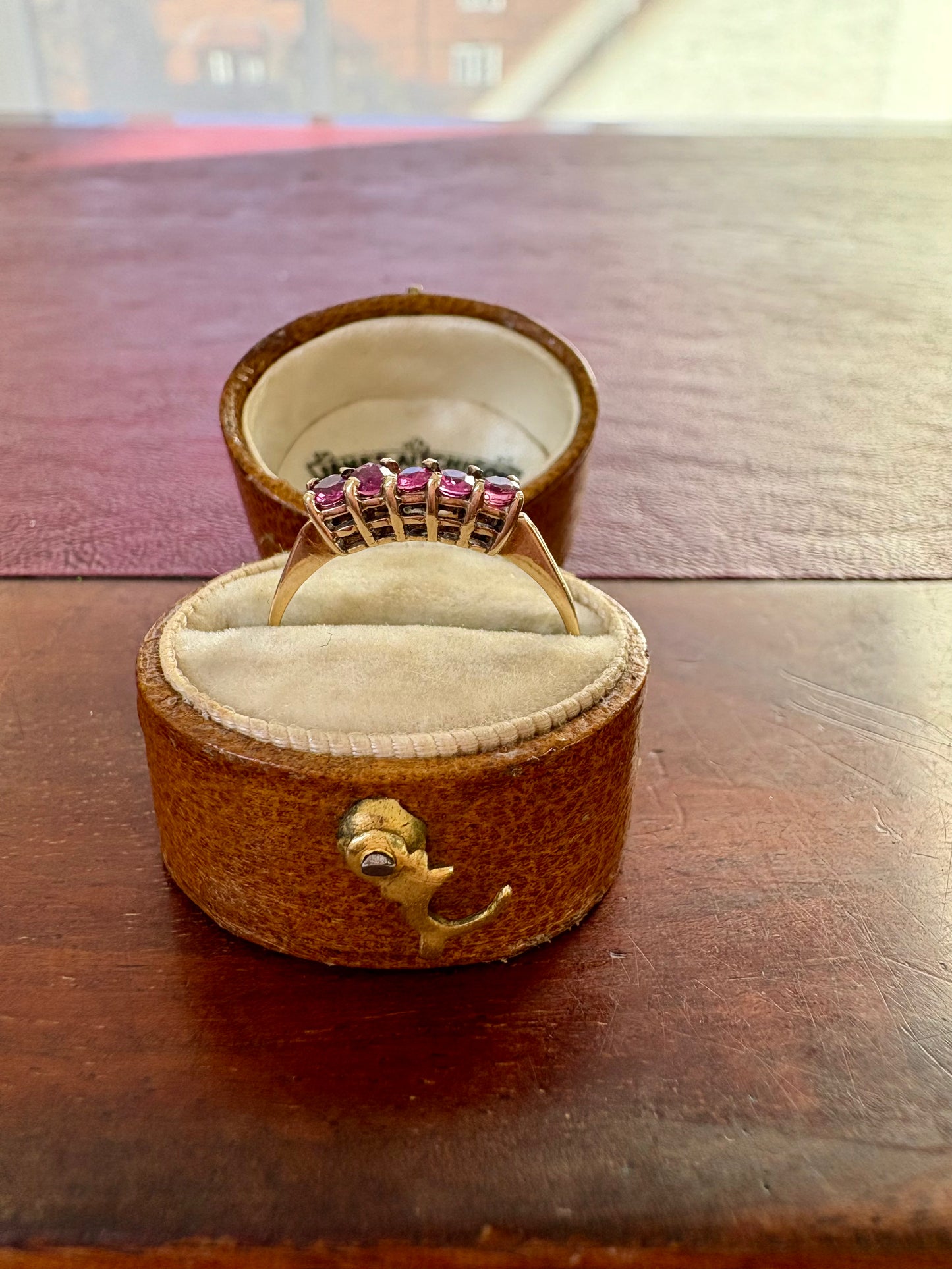 Gorgeous Vintage 9ct Gold Ruby Five Stone Ring