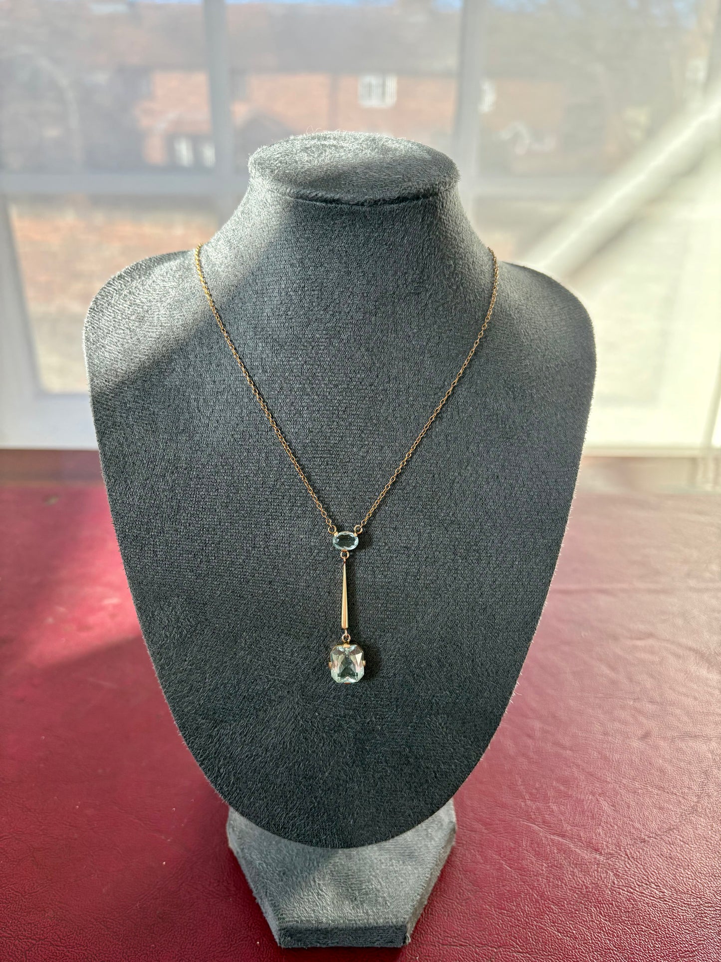 Beautiful Edwardian 9ct Gold and Aquamarine Necklace