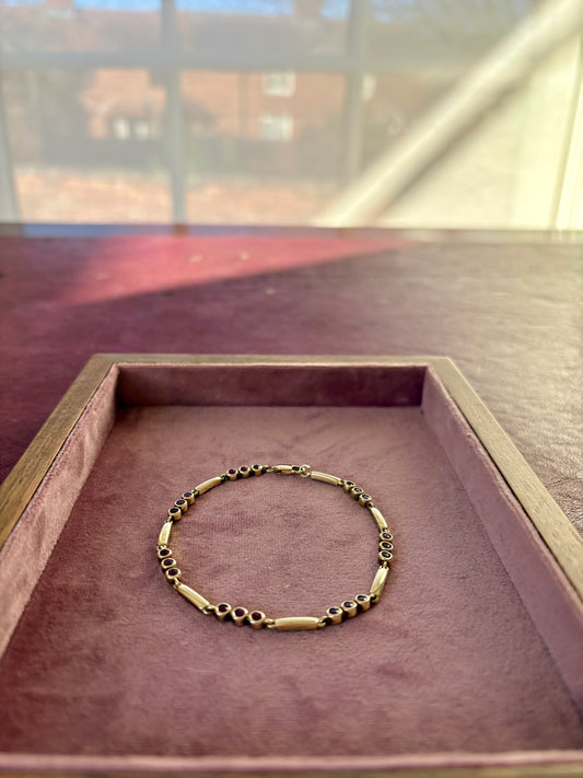 Lovely Vintage 9ct Gold Ruby Line Bracelet