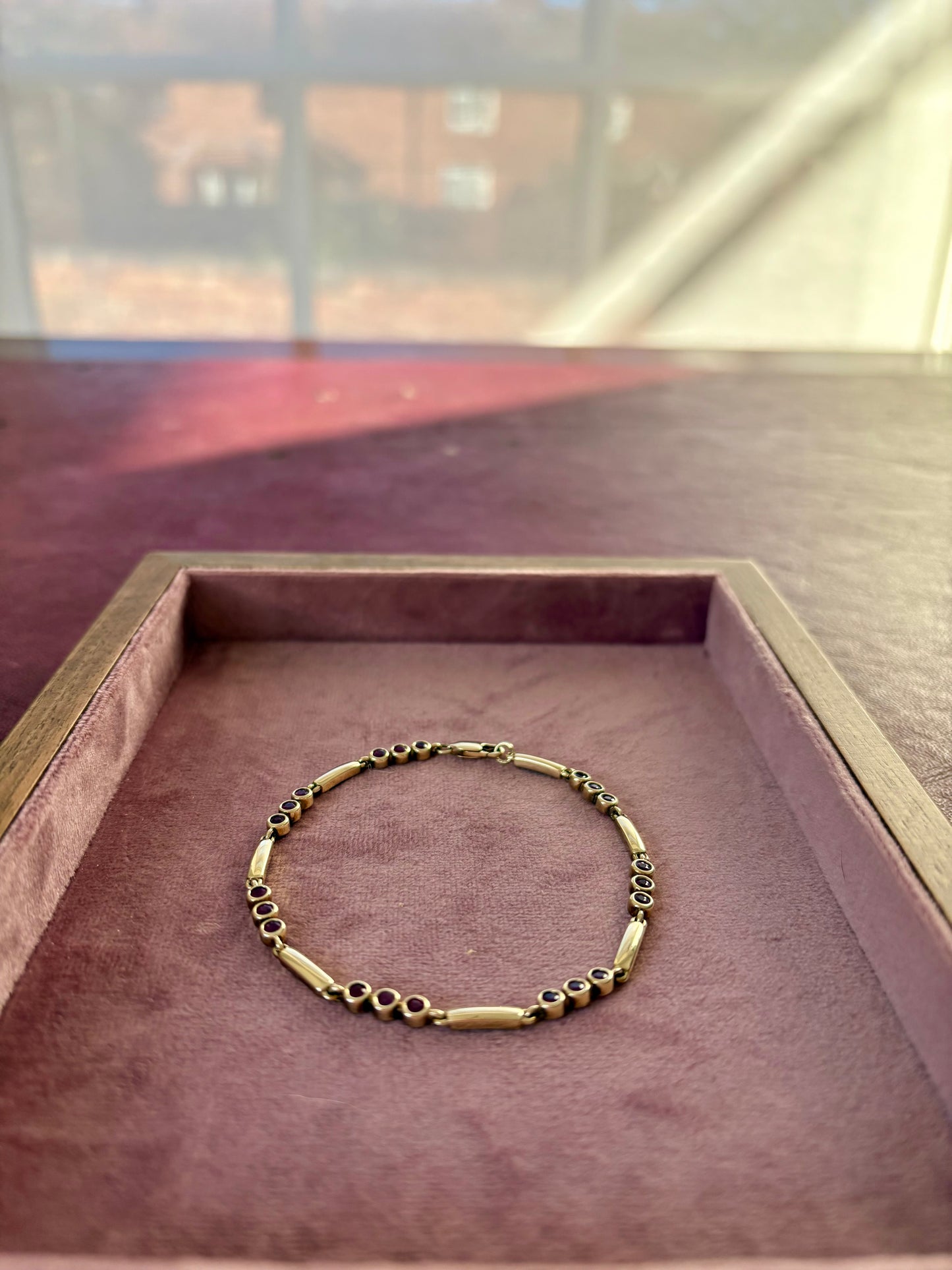 Lovely Vintage 9ct Gold Ruby Line Bracelet