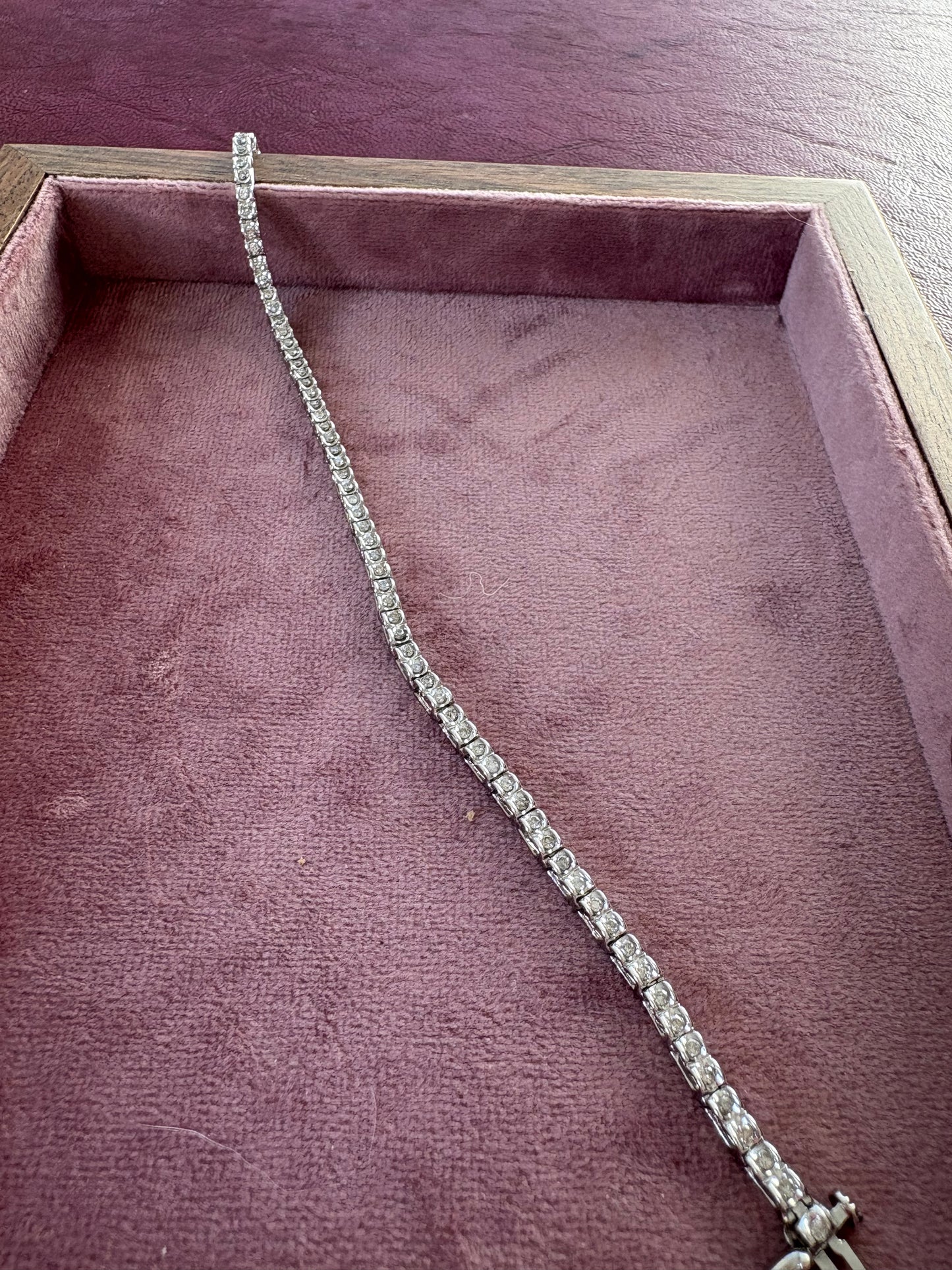 Classic 14k White Gold Diamond Line Bracelet