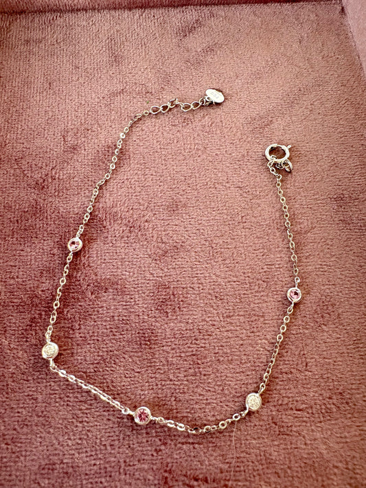 Stunning 18ct White Gold Bracelet with Diamond and Pink Sapphires