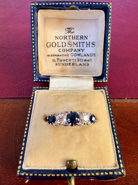Stunning Early 20th Century 18ct Gold, Sapphire and Diamond Ring