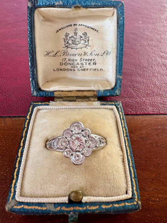 Gorgeous Chunky White Gold Diamond Cluster Ring