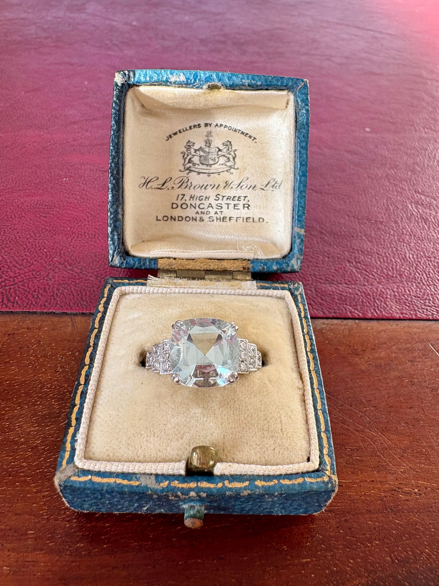 Gorgeous Art Deco Style Platinum, Aquamarine and Diamond Ring