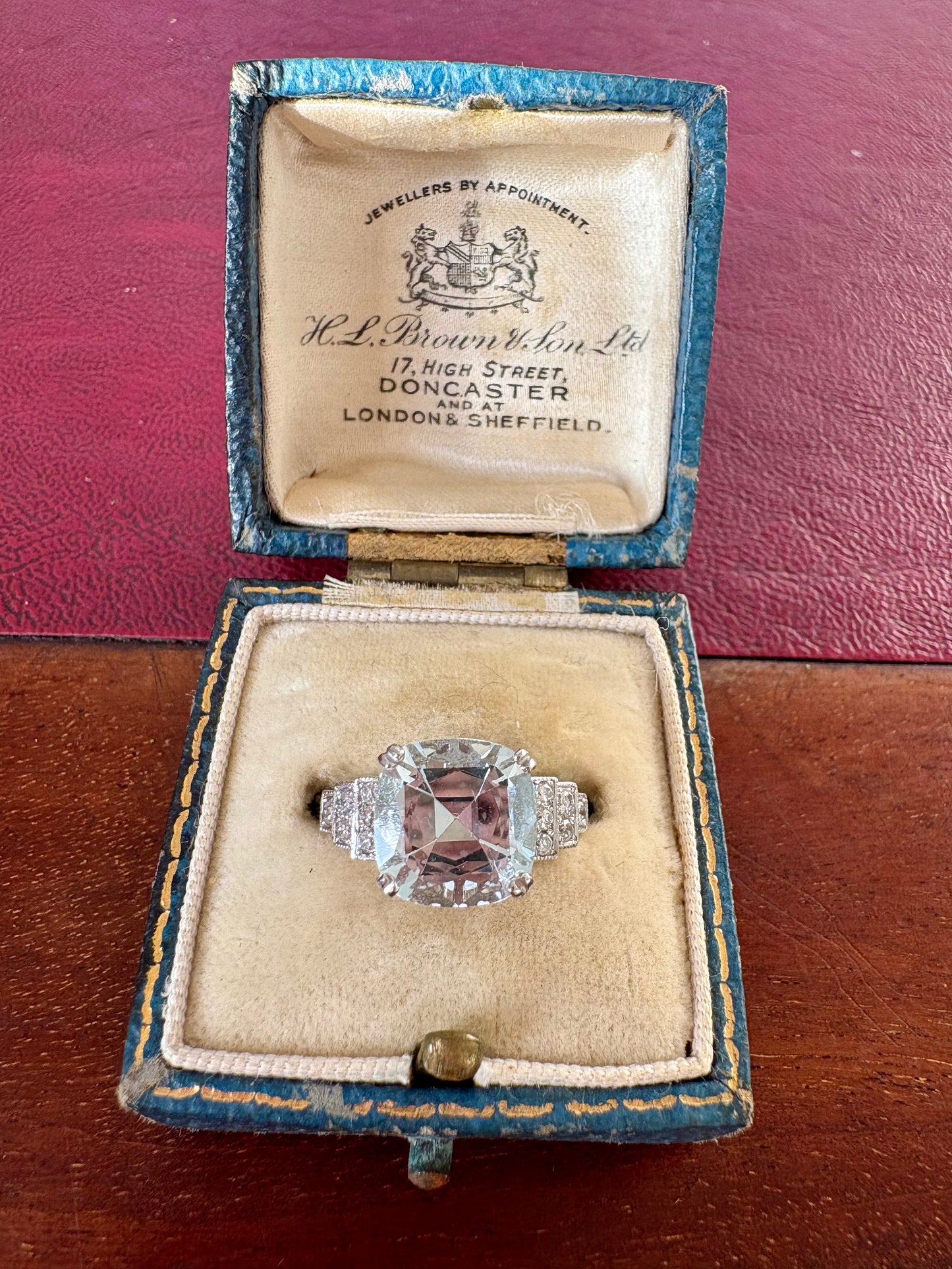 Gorgeous Art Deco Style Platinum, Aquamarine and Diamond Ring