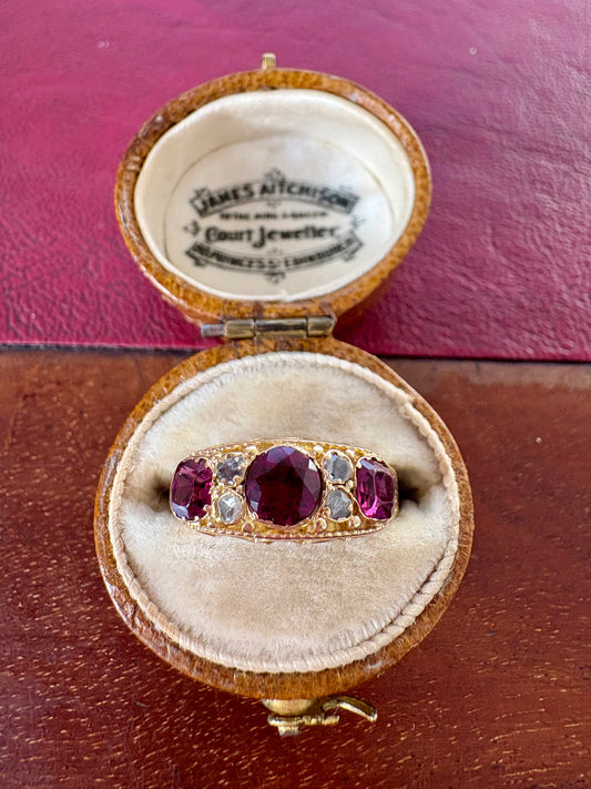 A Truly Gorgeous Victorian Gold, Garnet and Diamond Ring