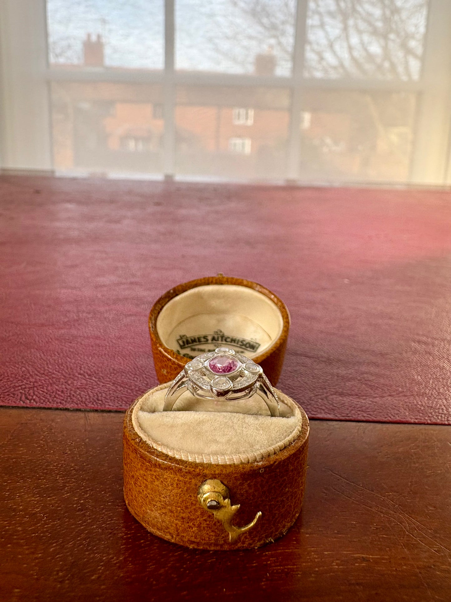 Gorgeous Modern Platinum, Pink Sapphire and Diamond Ring