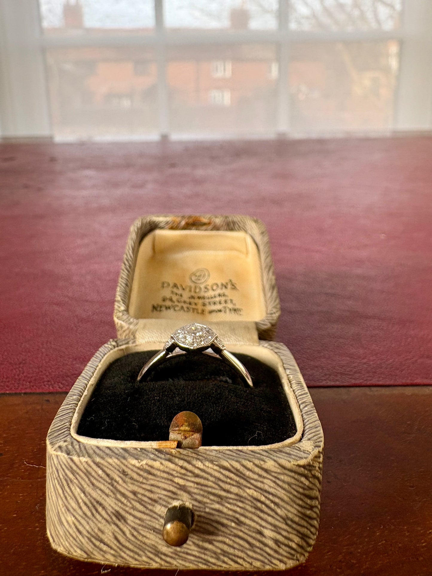 Lovely Modern Platinum and Diamond Cluster Ring