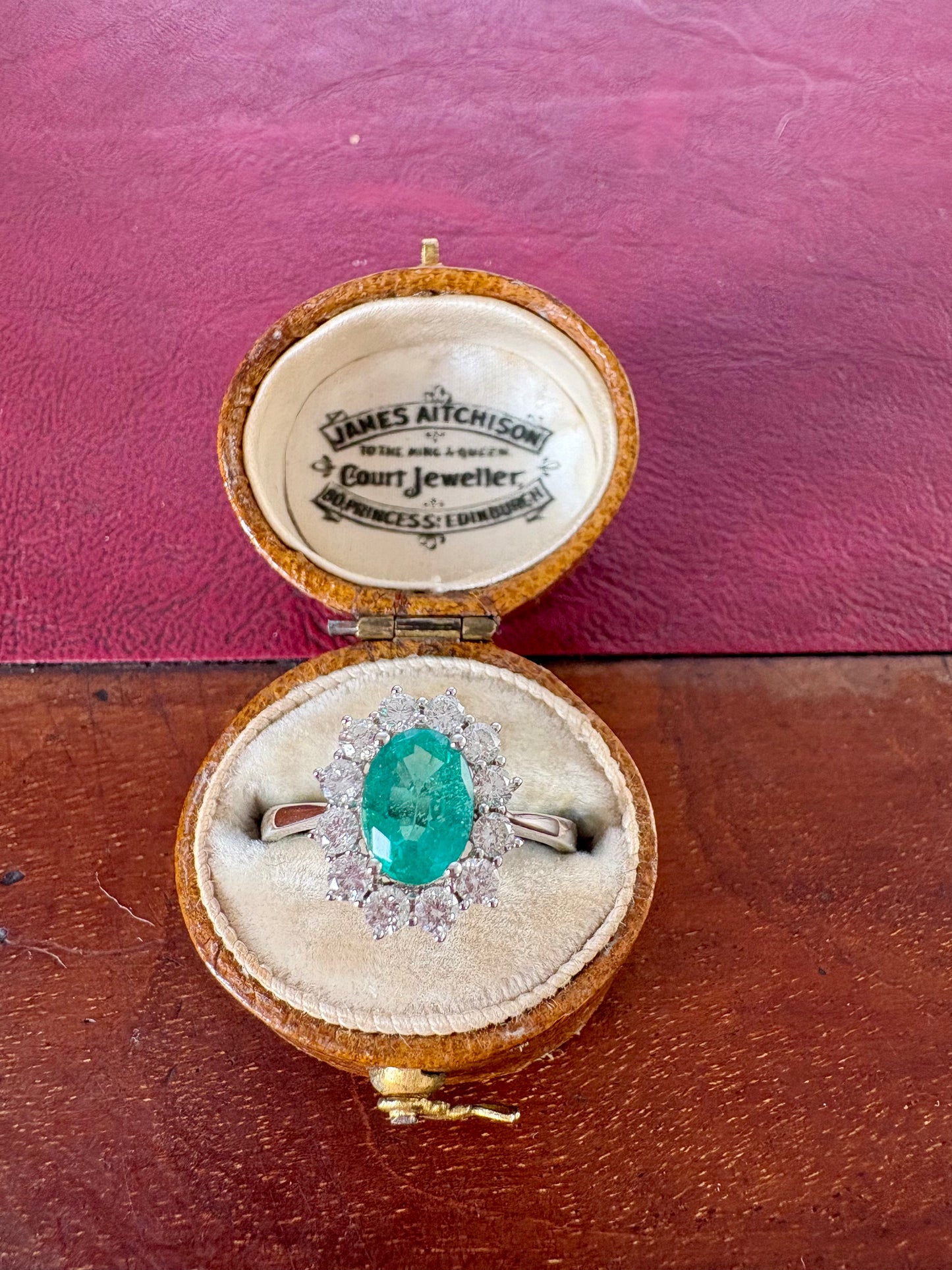 Wonderful 18ct Gold, Emerald and Diamond Cluster Ring