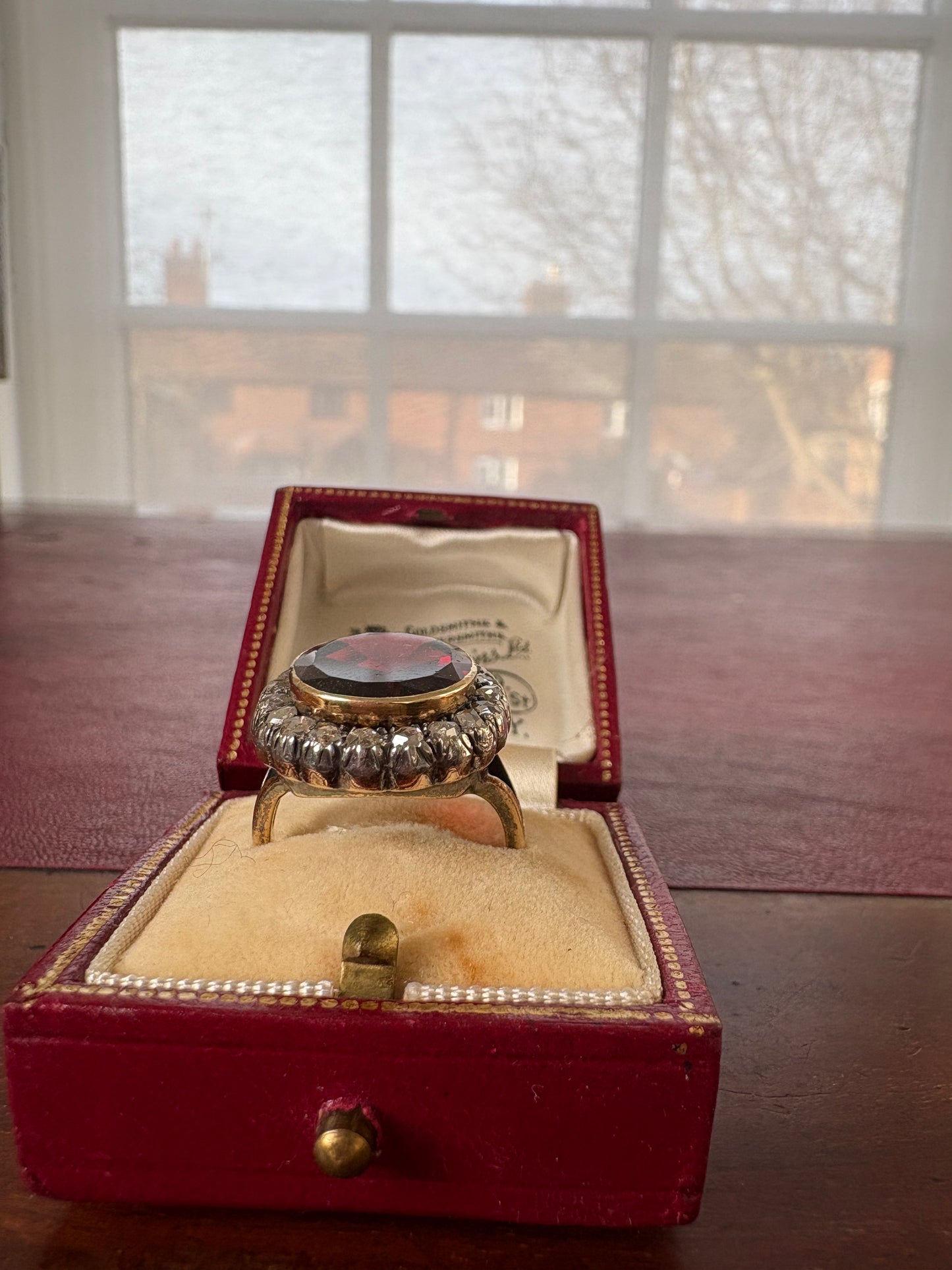 Wonderful 19th Century Garnet and Rose-cut Diamond Cluster Ring