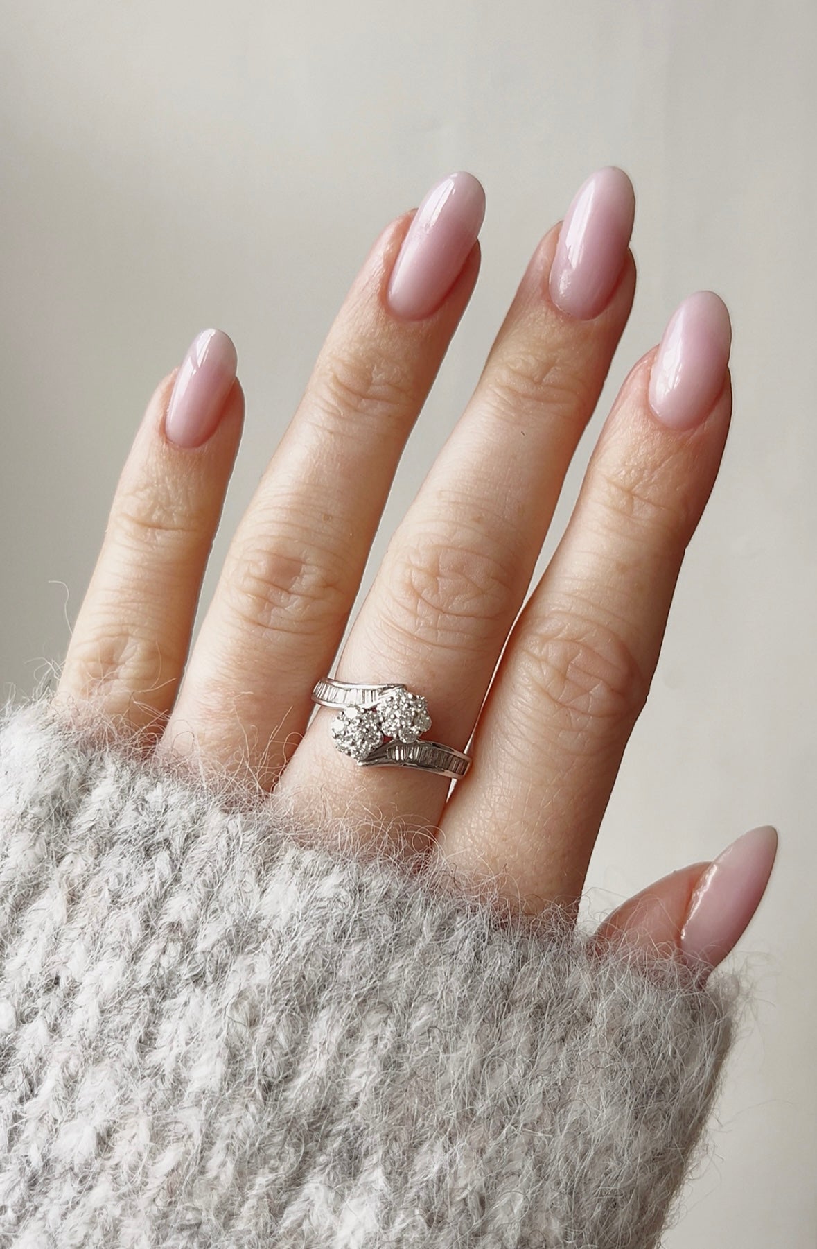 Pretty 14ct White Gold and Diamond Double Cluster Ring