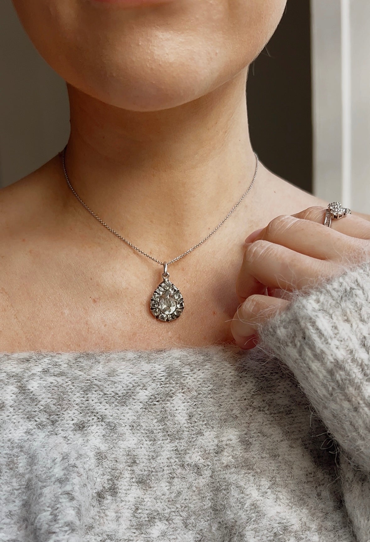 Wonderful Early 20th Century Black Dot Paste Pendant