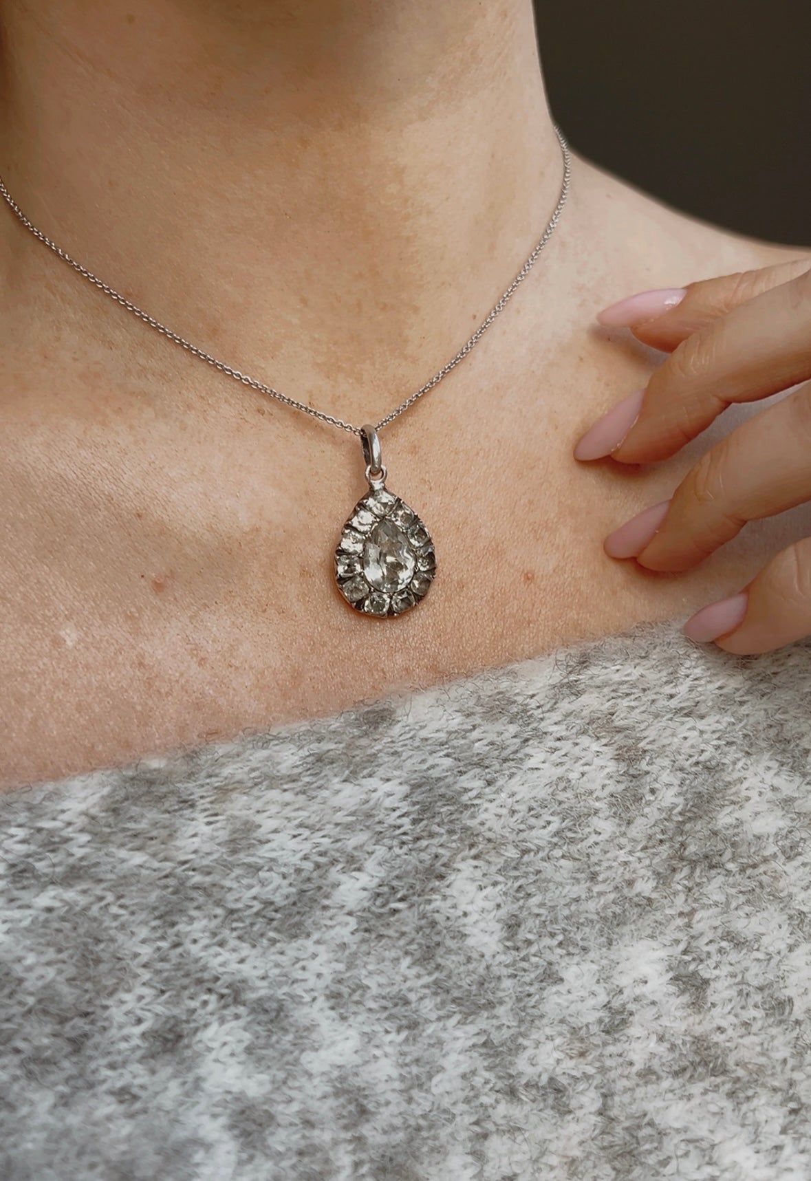 Wonderful Early 20th Century Black Dot Paste Pendant