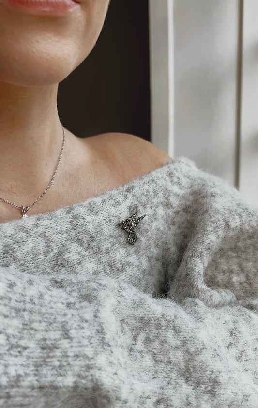 Beautiful Modern Diamond and Ruby Dove Brooch