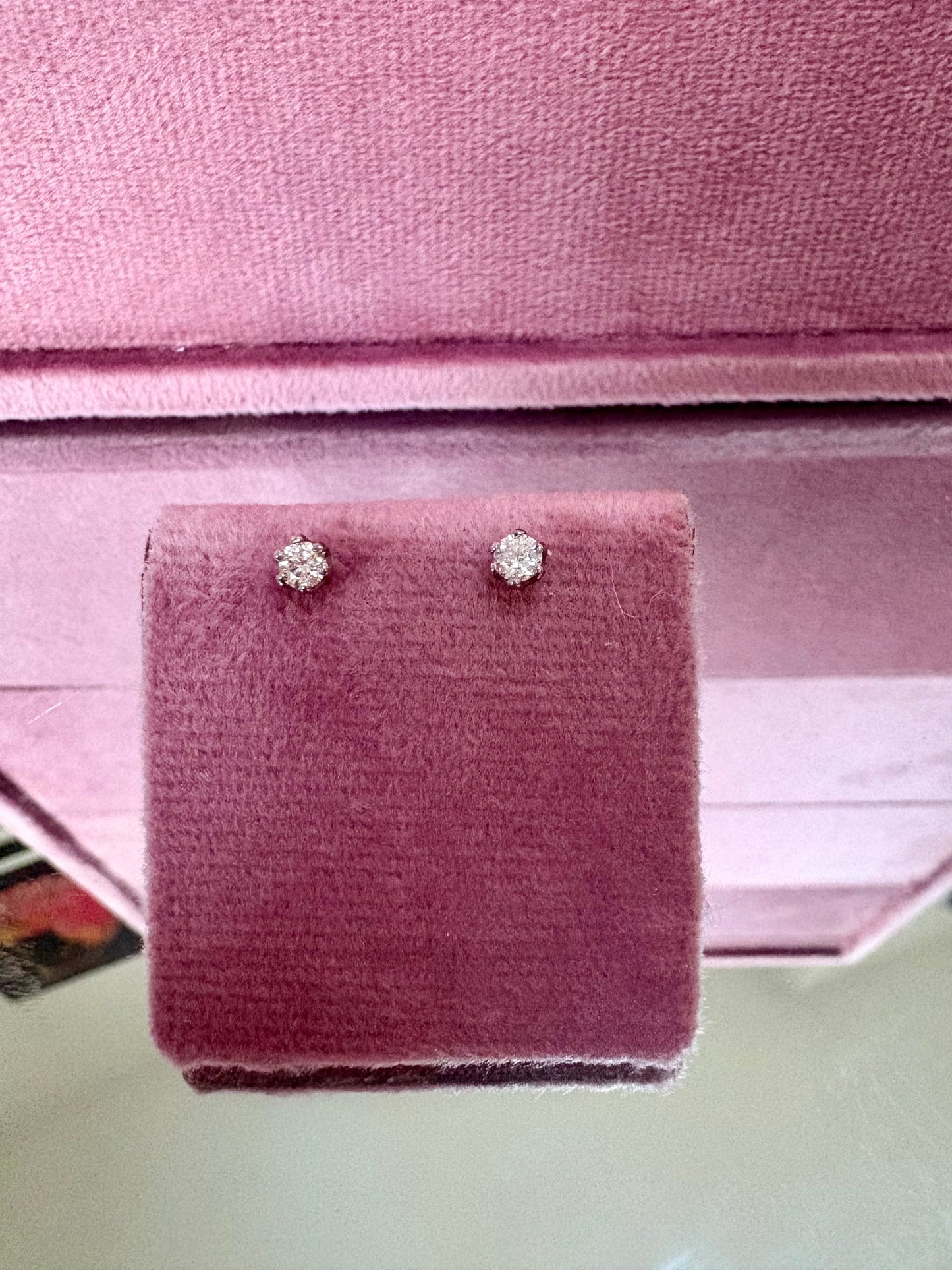 Classic Modern 18ct White Gold Six-Pronged Solitaire Diamond Earrings