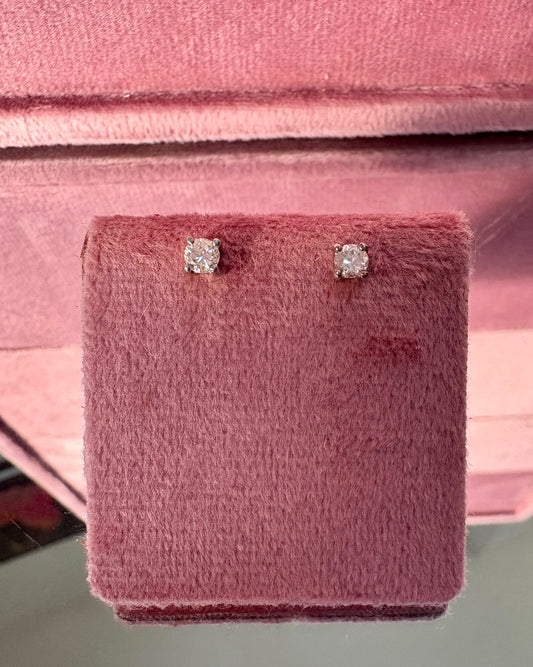 Beautiful Pair of Four-Pronged Natural Diamond Stud Earrings