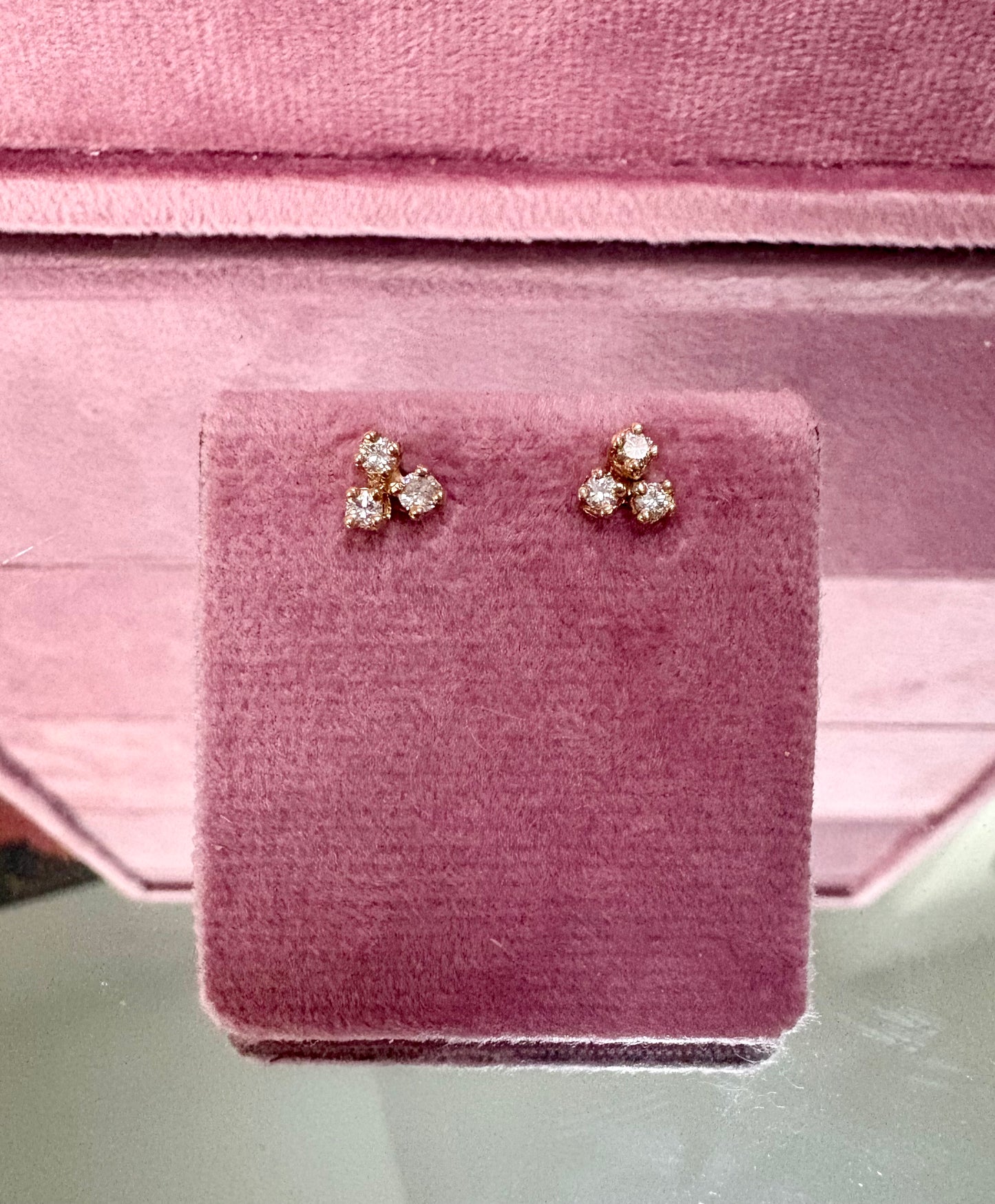 Beautiful Triple Natural Diamond Studs