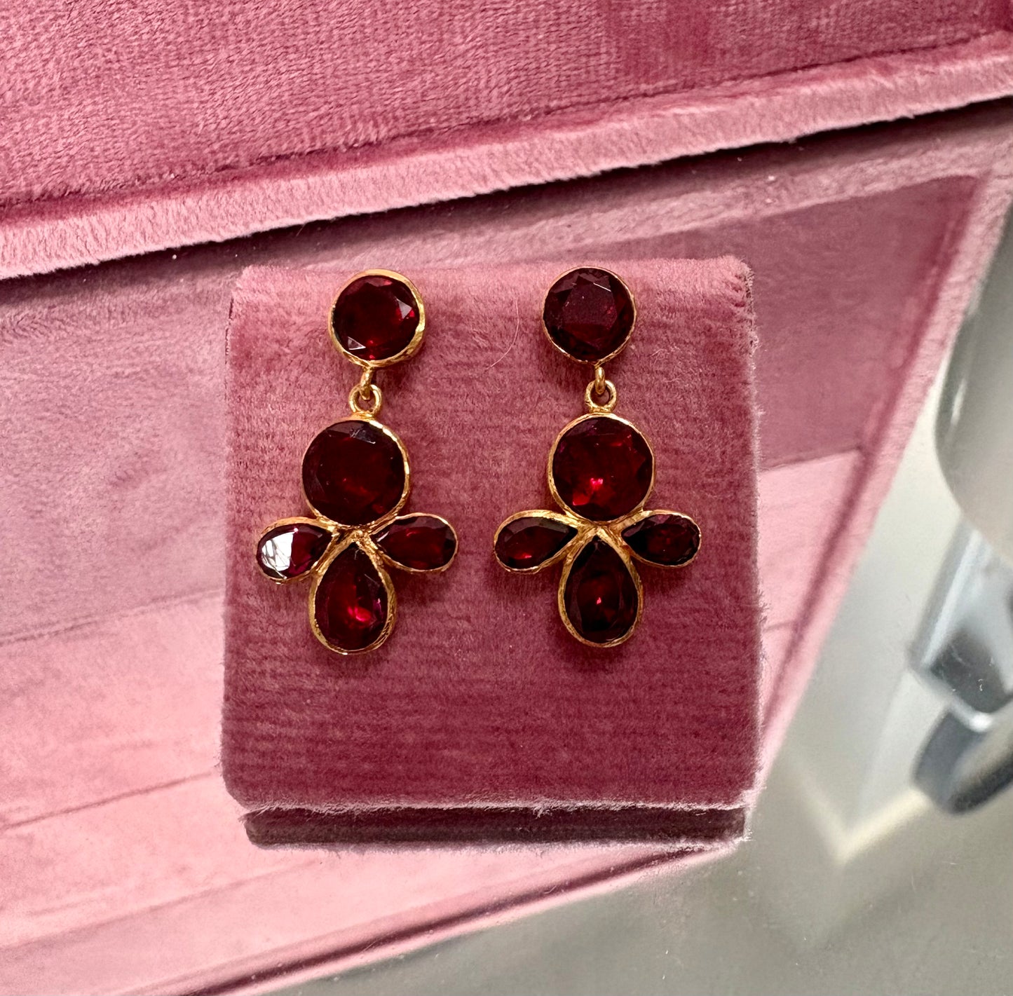 Incredible Early 19th Century Gold and Garnet Pendant Stud Earrings