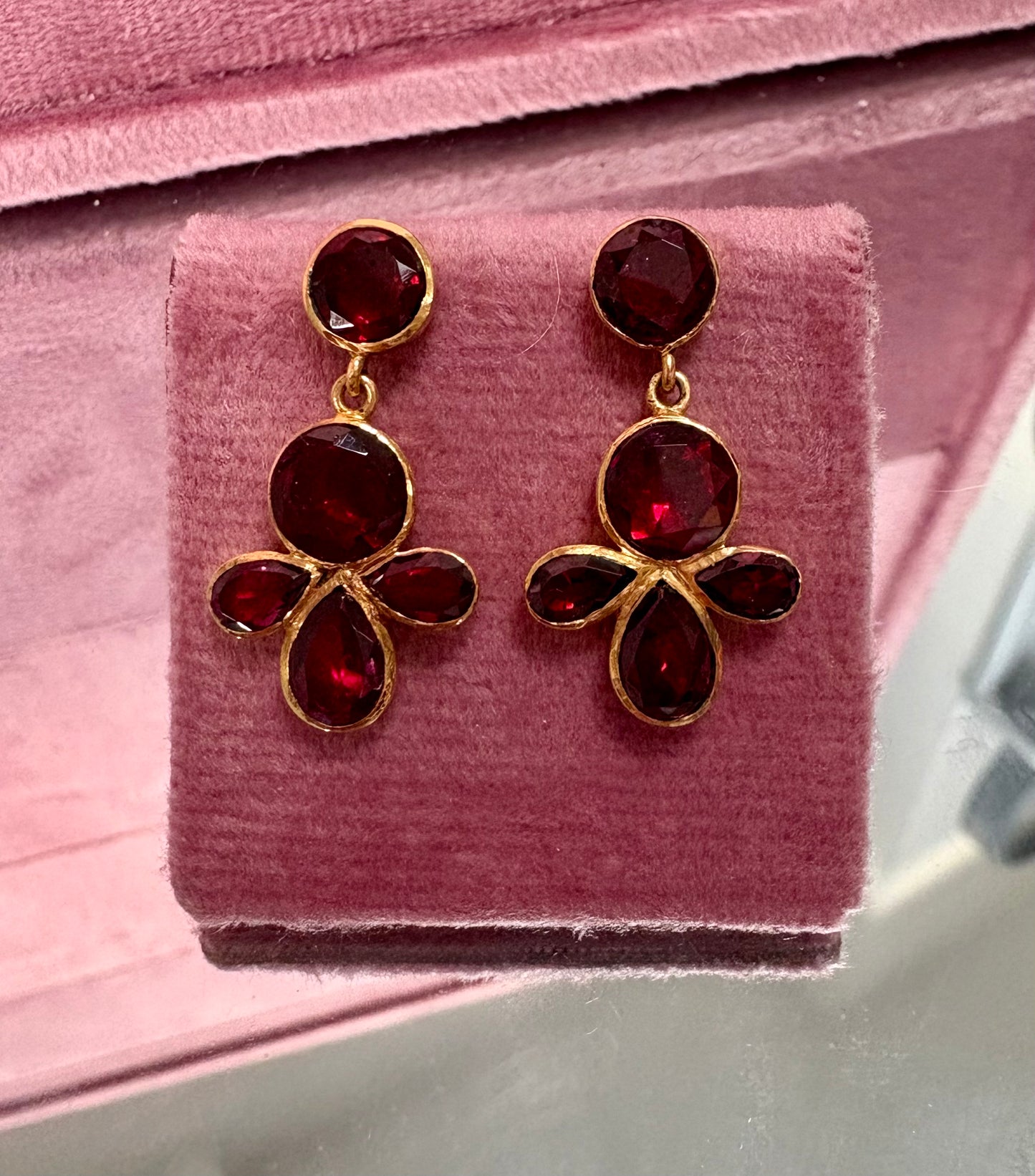 Incredible Early 19th Century Gold and Garnet Pendant Stud Earrings