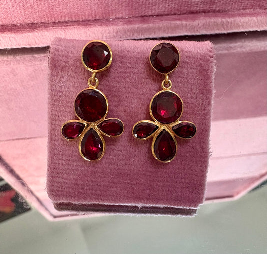 Incredible Early 19th Century Gold and Garnet Pendant Stud Earrings