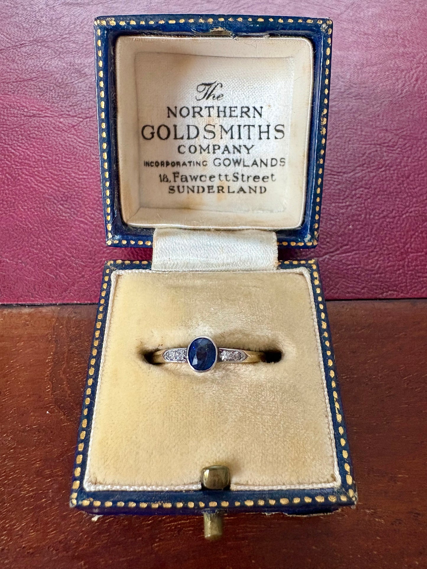 Very Sweet Antique Blue Sapphire and Diamond Ring
