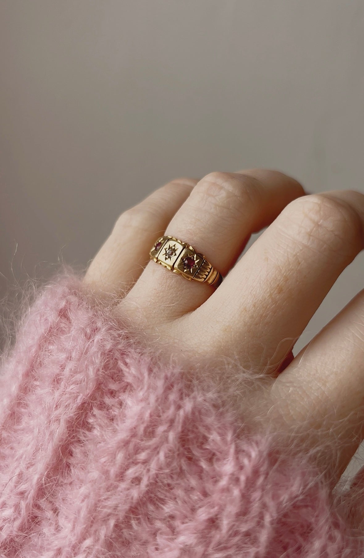 Wonderful Edwardian 18ct Gold, Ruby and Diamond Ring