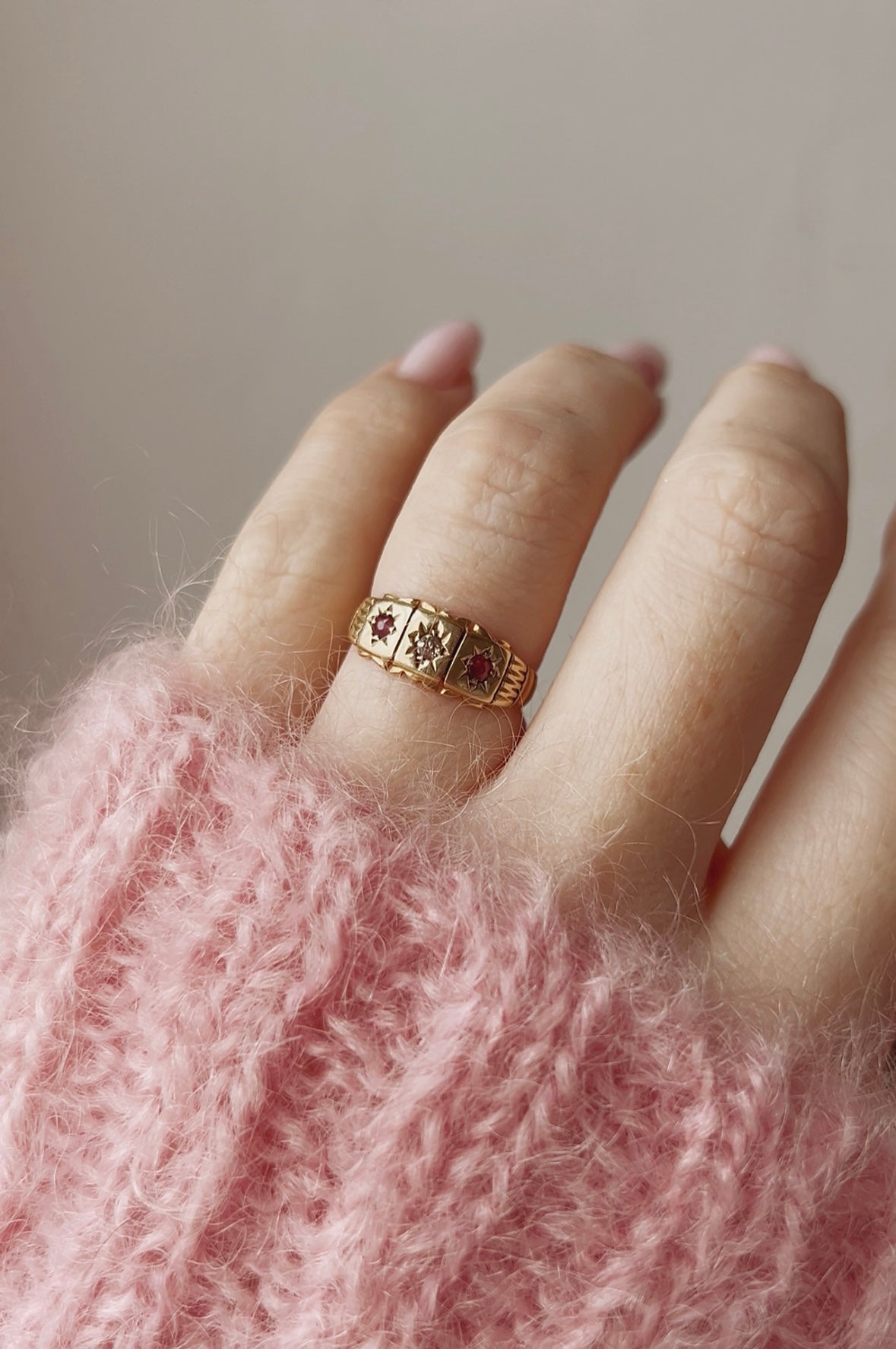 Wonderful Edwardian 18ct Gold, Ruby and Diamond Ring