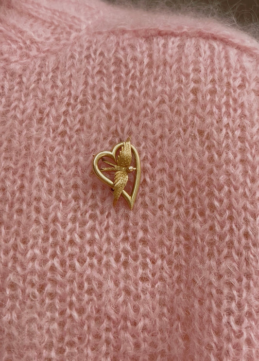 Exquisite 19th Century 15ct Gold Bird and Heart Brooch