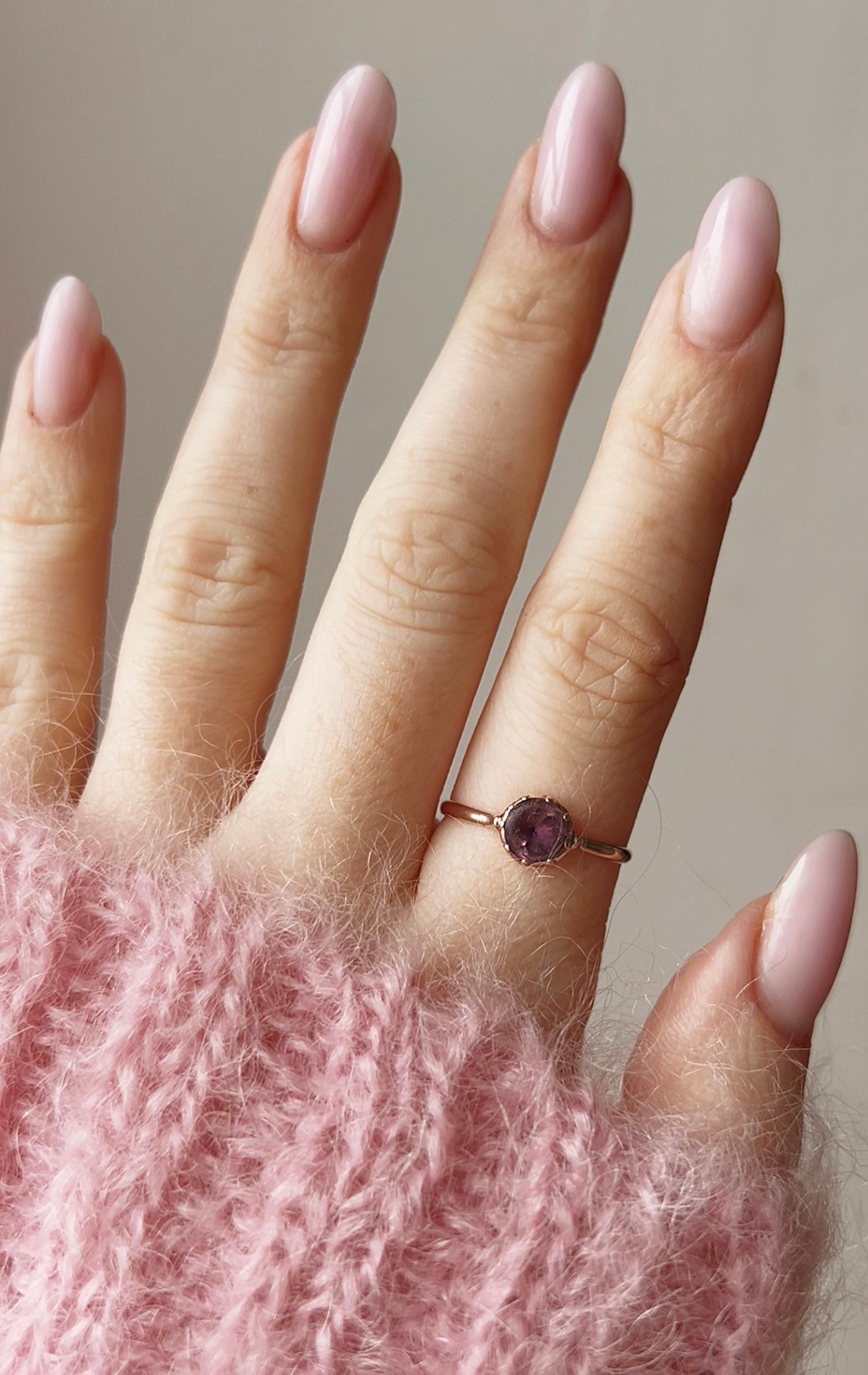 Wonderful Georgian Gold Foil back Pink Paste Single Stone Ring