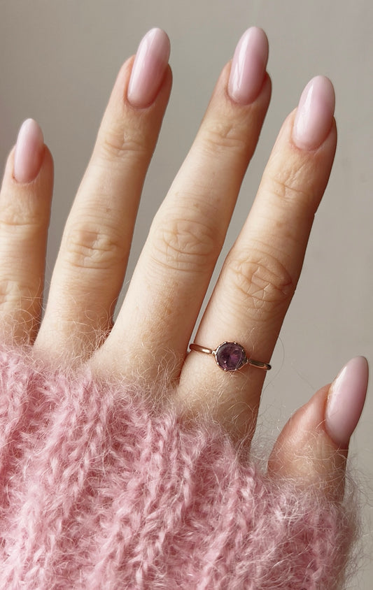 Wonderful Georgian Gold Foil back Pink Paste Single Stone Ring